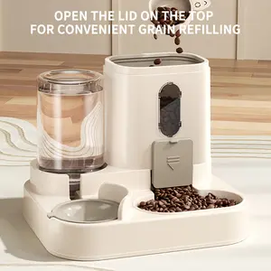 Fully automatic 2-in-1 cat food dispenser - Integrated water and food feeding system - A cute water dispenser cat accessory