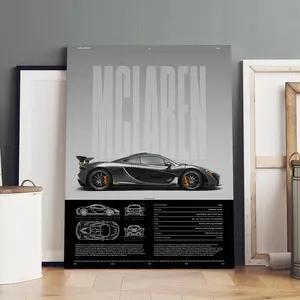 1 Count Wooden Framed Canvas, Canvas Wall Art, Supercar Performance Analysis Poster, Modern Art Design, Home Decor, Ideal Gift, High Definition, Waterproof, Artwork