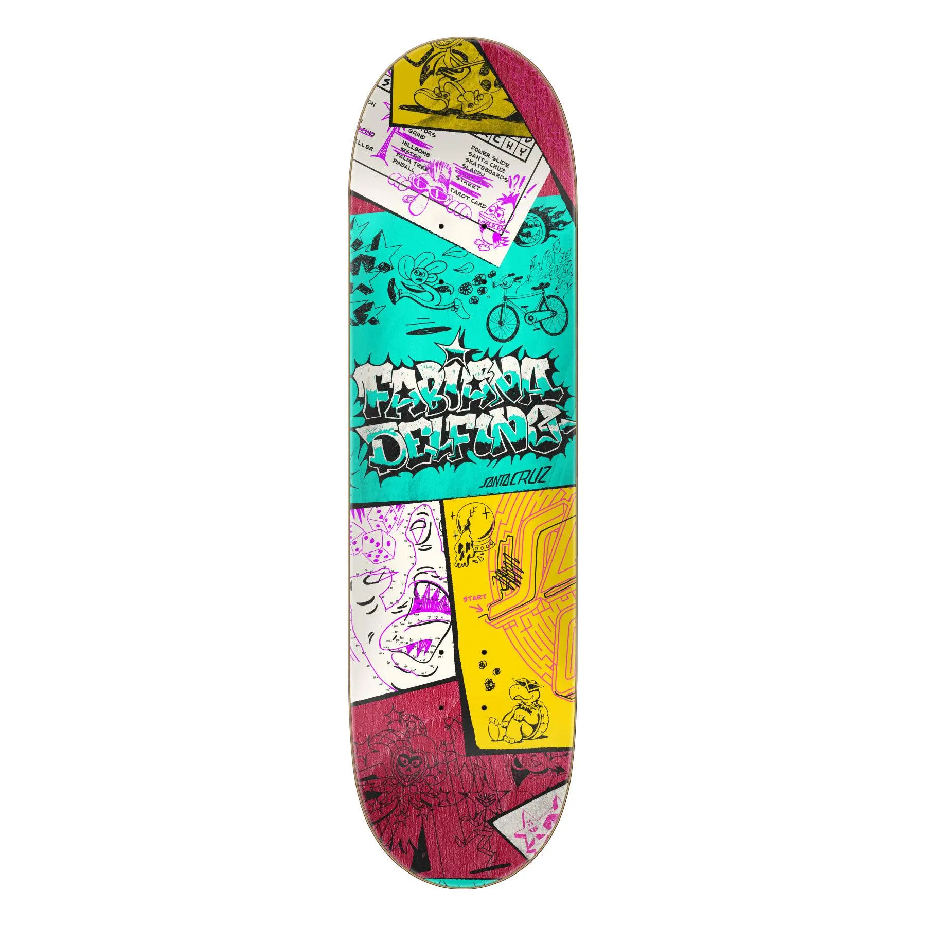 Fabiano Delfino Pro Skateboard Deck, 8.25 x 31in with Scribble Neon Artwork, Compact 7-Ply Maple for Tricks, 8.25X31, Unisex, Maple Plywood, Short Wheelbase
