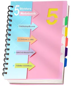 5 Subject Notebooks College Ruled Spiral Notebook 5x7 Hardcover Notebook with Divider Tabs 220 Pages Small Notebook for Work A5 Pink Spiral Notebook College Ruled Notebook for Note Taking School