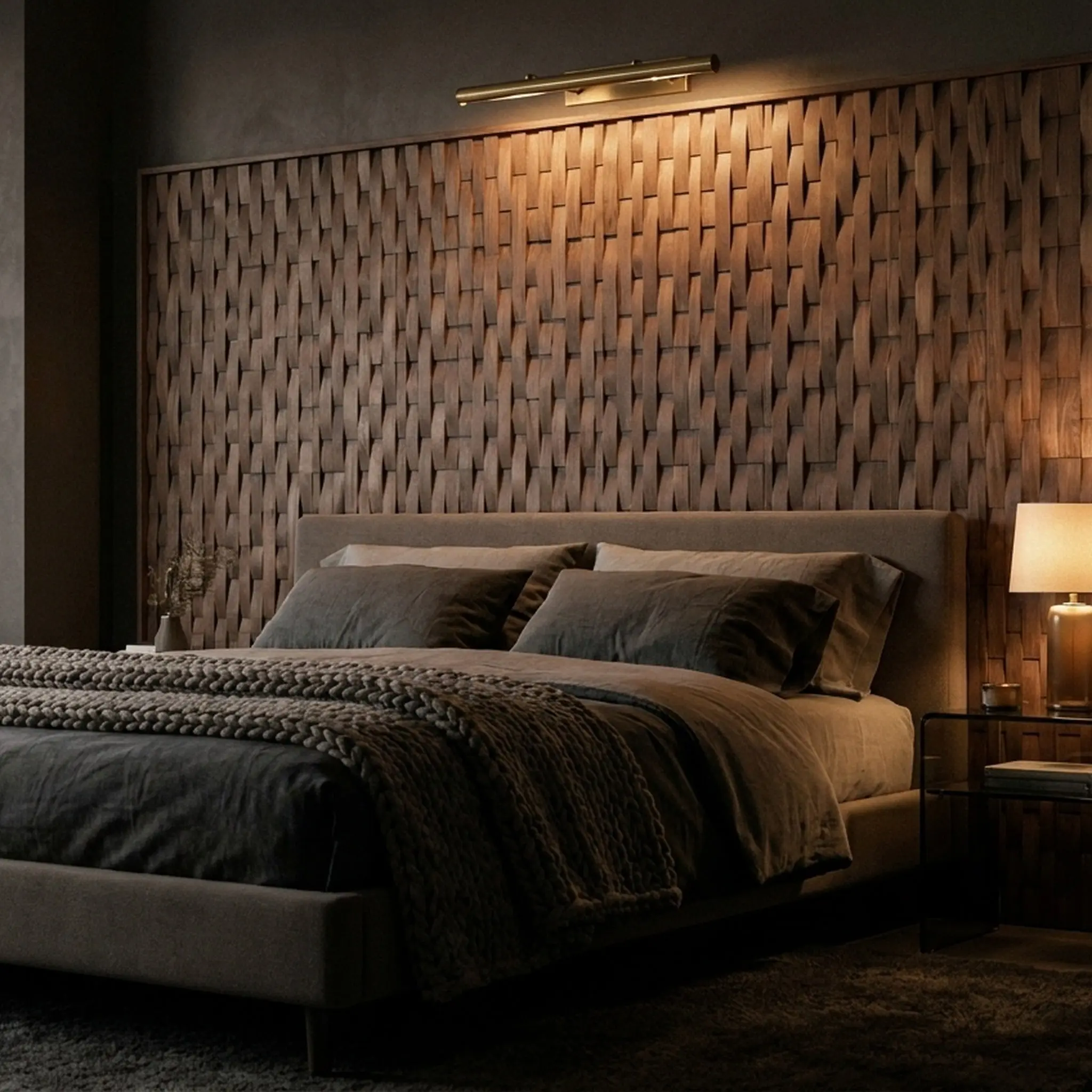 3D Wood Wall Panel | Deep Dusk Walnut | 12×12"