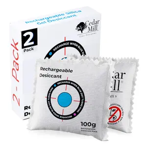 Cedar Mill Reusable Moisture Control Rechargeable Silica Gel Desiccant 2-Pack 100g