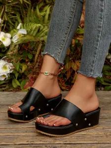 Women's Thick Sole French Open Toe Sandals, Summer Casual Versatile Shoes, 2026 New Arrival, Korean Style, Rubber Material