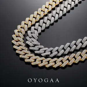 OYOGAA 20MM Iced Out Cuban Link Chain - 14K Gold Plated, Cubic Zirconia, 20 Inch Gold, Costume Jewelry for Adults, Hip Hop Birthday Accessory