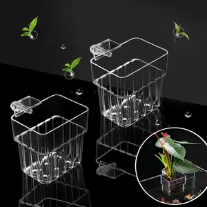 2 PCS Aquarium Plant Holder Top Hanging Fish Tank Plant Pot Aquarium Planter Cups for Water Feature Decoration