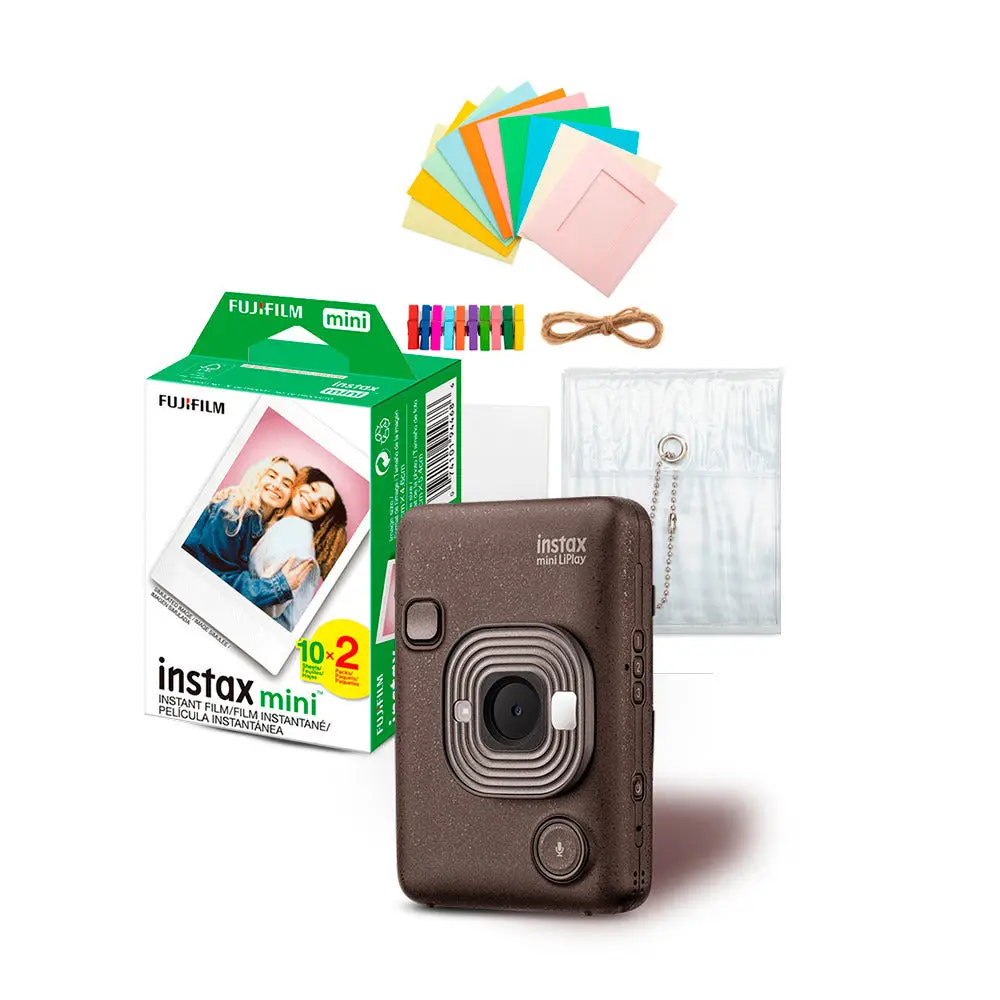 Fujifilm Instax Mini LiPlay Handy Hybrid Instant Camera with Flash and Smartphone Printer (Deep Bronze) Bundle