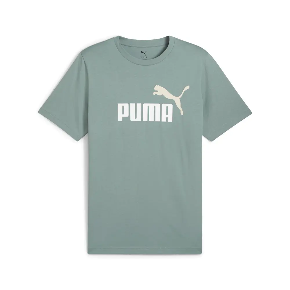 PUMA Mens Essentials 2 Color No. 1 Logo Crew Neck Short Sleeve Casual Tops Casual - Green