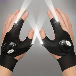 LED Flashlight Gloves with Finger Lights, Hands-Free Luminous Working Gloves, Waterproof Lighting Gloves Ideal for Night Fishing, Emergency Repair, Camping, Hiking & Outdoor Work