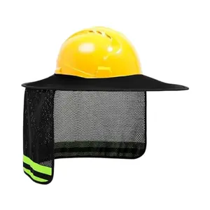 Hard Hat Sun Shade Visor High Visibility Full Brim Neck Shield with Reflective Strip Breathable Mesh Safety Helmet Accessories for Construction Outdoor Work Summer UV Protection Cooling