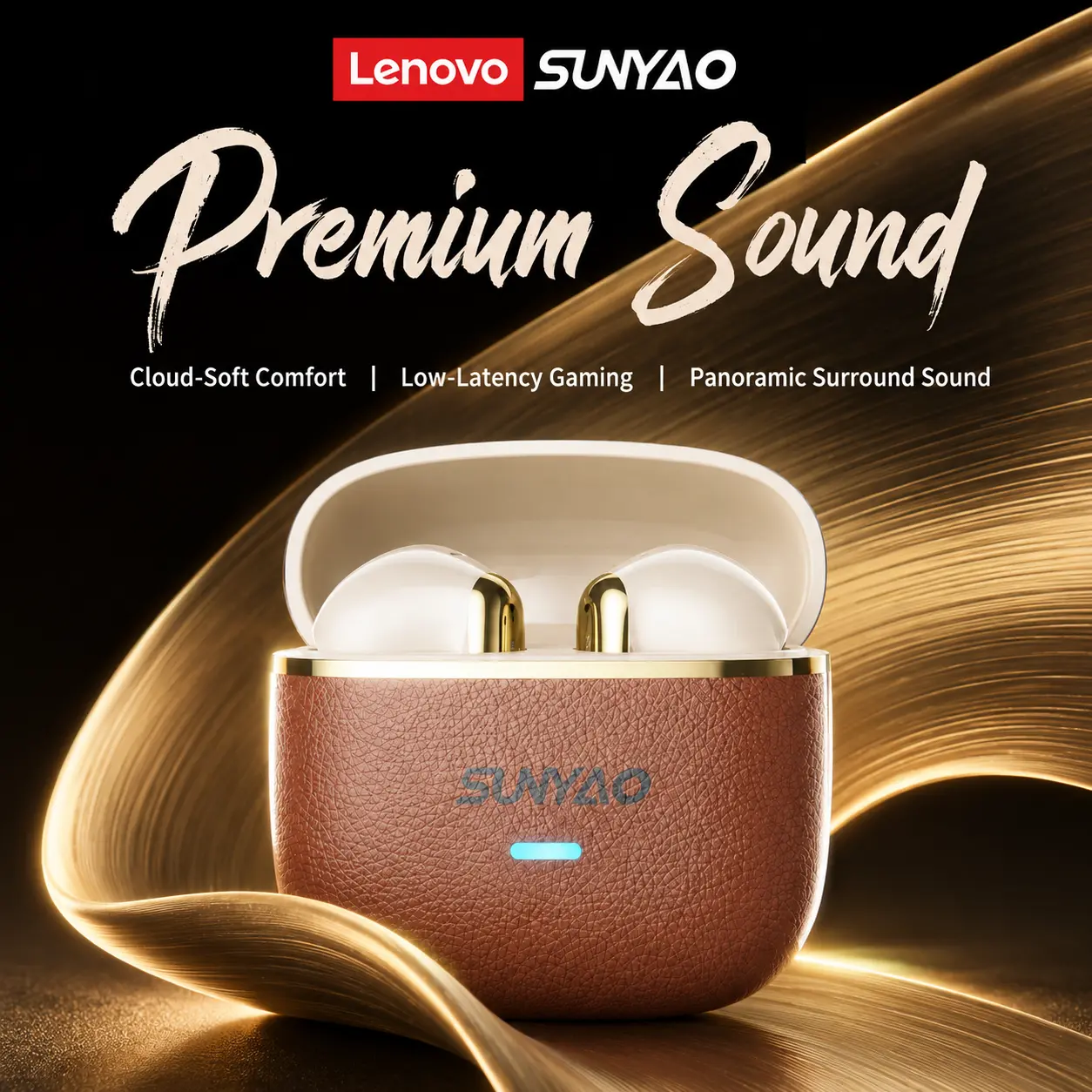 Lenovo SUNYAO LE-230 Semi-In-Ear Wireless Earbuds with Bluetooth 6.0, ENC Call Noise Reduction, Lightweight Comfortable Fit, Sweat & Dust Resistant, Cute Stylish Design, Hi-Fi Audio Headphones for Music & Calls, Compatible with Android & iOS