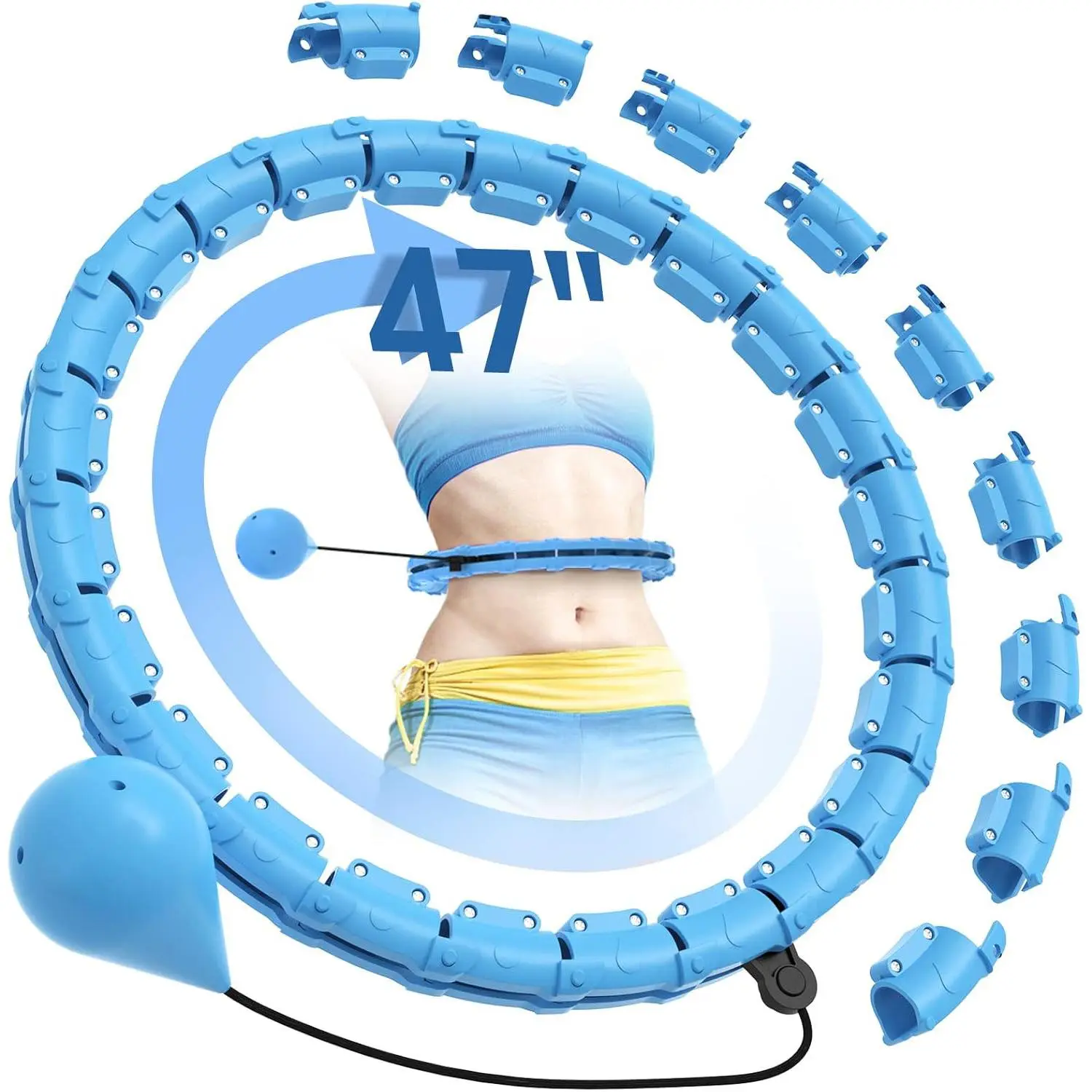 Hula Circle Hoops for Adults , Infinity Fitness Hoop Plus Size 47 Inch, 24 Detachable Links, Exercise Hoop Suitable for Women and Beginners