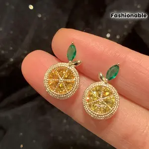 Creative Fashionable Shiny Exquisite Cute Sweet Citrus Shaped Lemon Earrings - Ideal for Birthday Parties, Christmas Gifts, Citrus Shaped Earrings