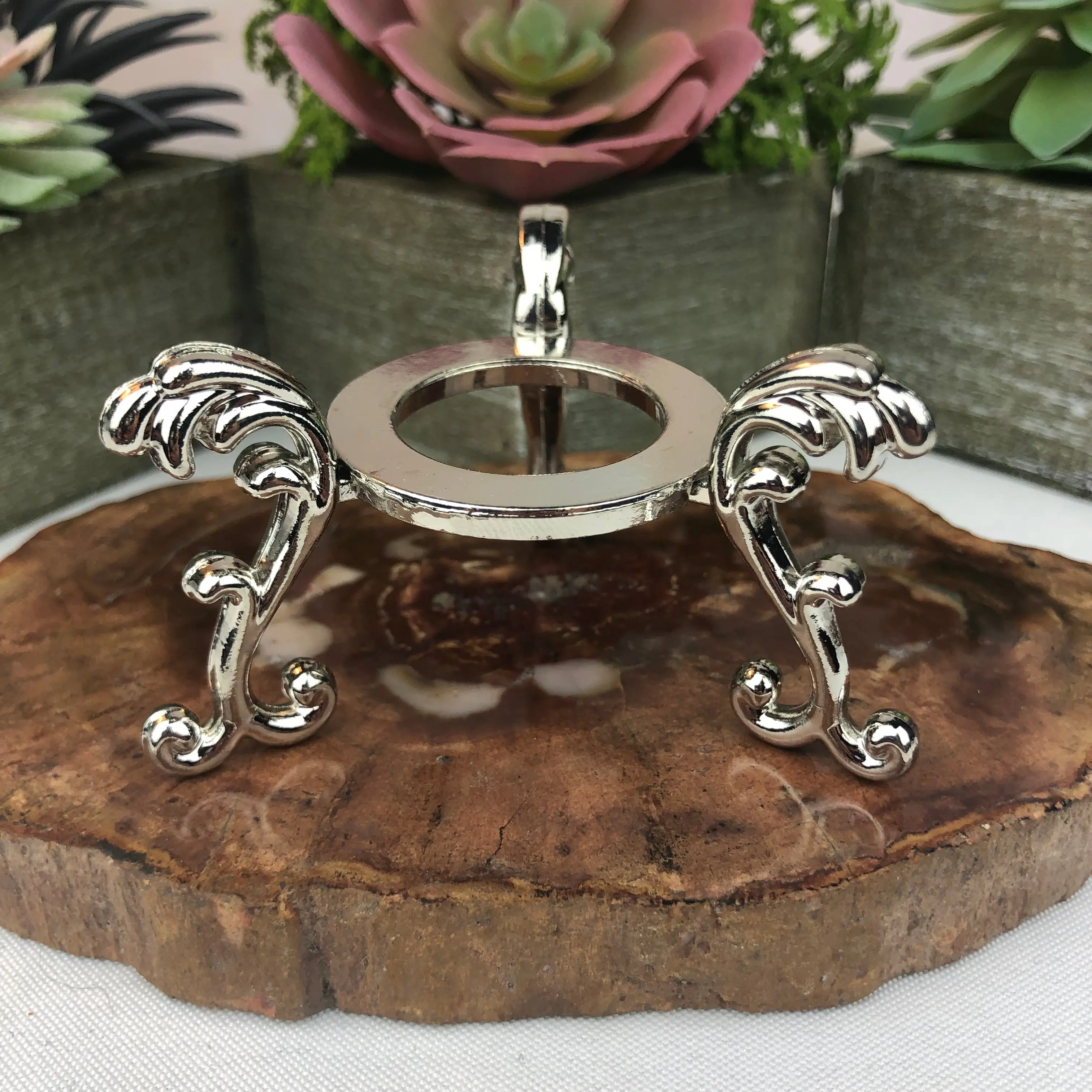 Scroll Sphere Stand Small - Silver Metal for Spheres 20-60mm