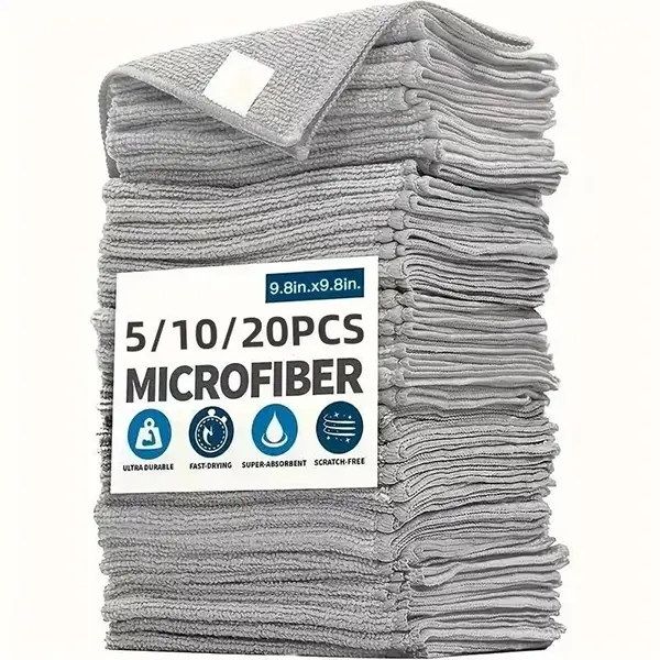 Microfiber Cleaning Cloths, 10/20pcs Durable Cleaning Supplies Multipurpose Absorbent Kitchen Cleaning Towels, Household Dishwashing Cloth, Microfiber Cleaning Rags