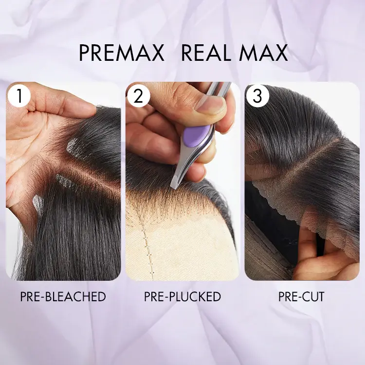 Luvme Hair 100% Human Hair 5x5 Closure Lace Glueless Wig Put On and Go Fluffy Kinky Curl 220% Density Pre-bleached Pre-pluck Pre-cut