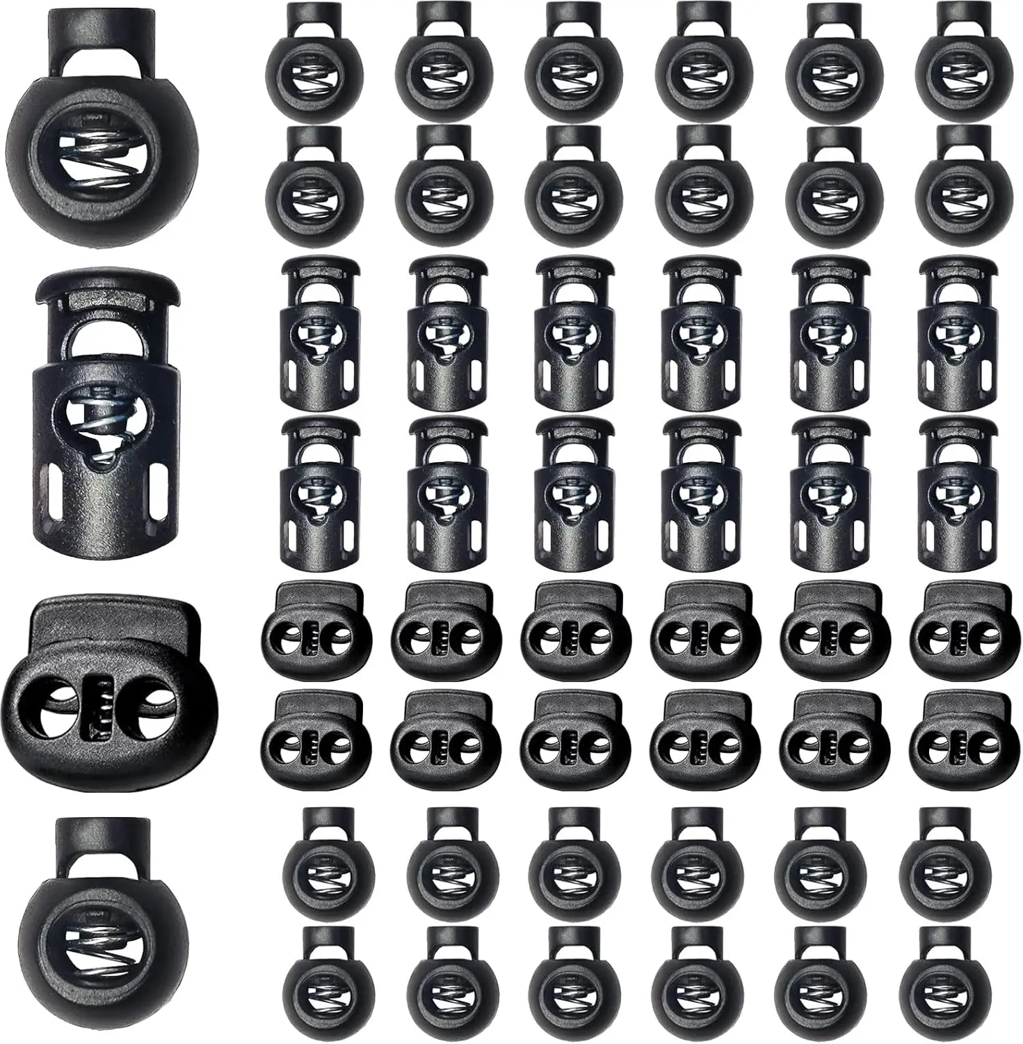 48pcs Upgraded Plastic Cord Lock Draw String Clip with Spring Toggle Stoppers Buttons for Drawstrings, Shoelaces, Paracord