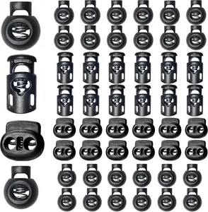 48pcs Upgraded Plastic Cord Lock Draw String Clip with Spring Toggle Stoppers Buttons for Drawstrings, Shoelaces, Paracord