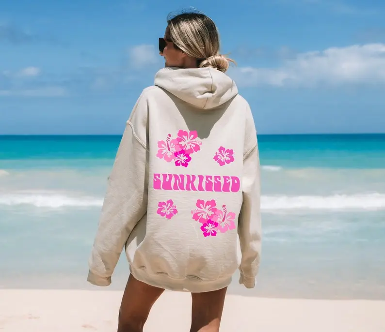 Sunkissed Hoodie, Coconut Girl Aesthetic Hooded Sweatshirt, Trendy Summer Beach Surf Hoodies