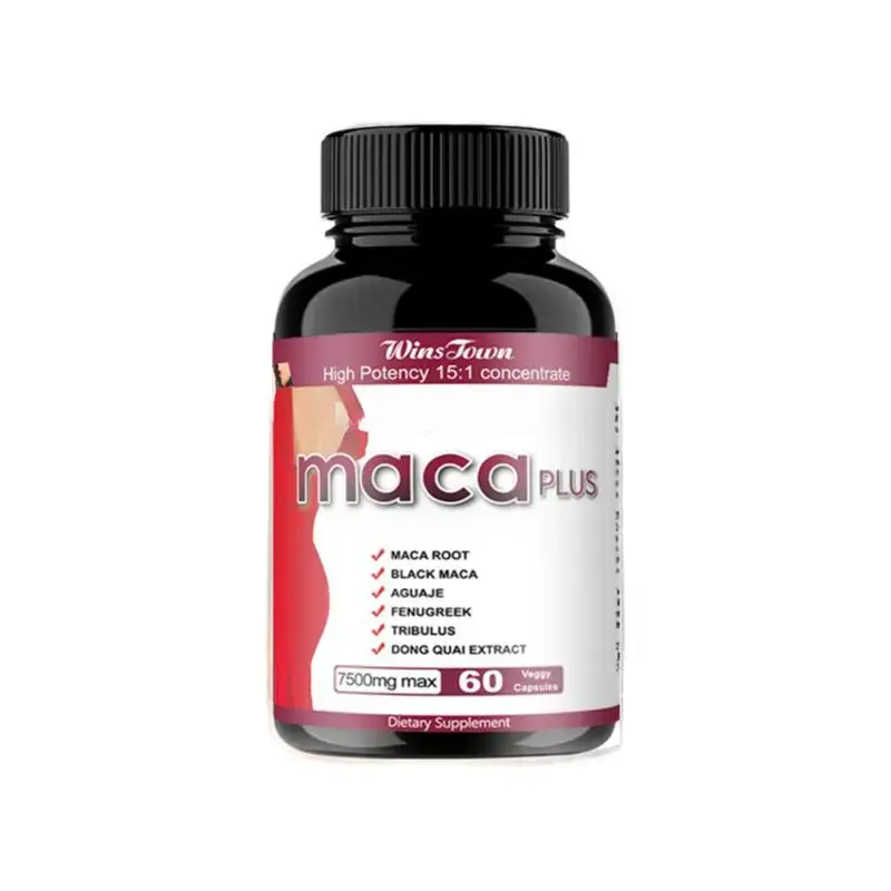Winstown Maca Enhanced Capsules, 7500mg Maca Root Booster, Ultimate Curve & Glute-Lifting Vitamins for Women, 60 Capsules