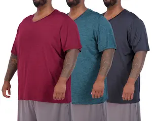 Real Essentials 3 Pack: Men's Big & Tall Short Sleeve V-Neck Athletic T-Shirt Dry-Fit Workout Shirts Moisture Wicking (3X-5X)