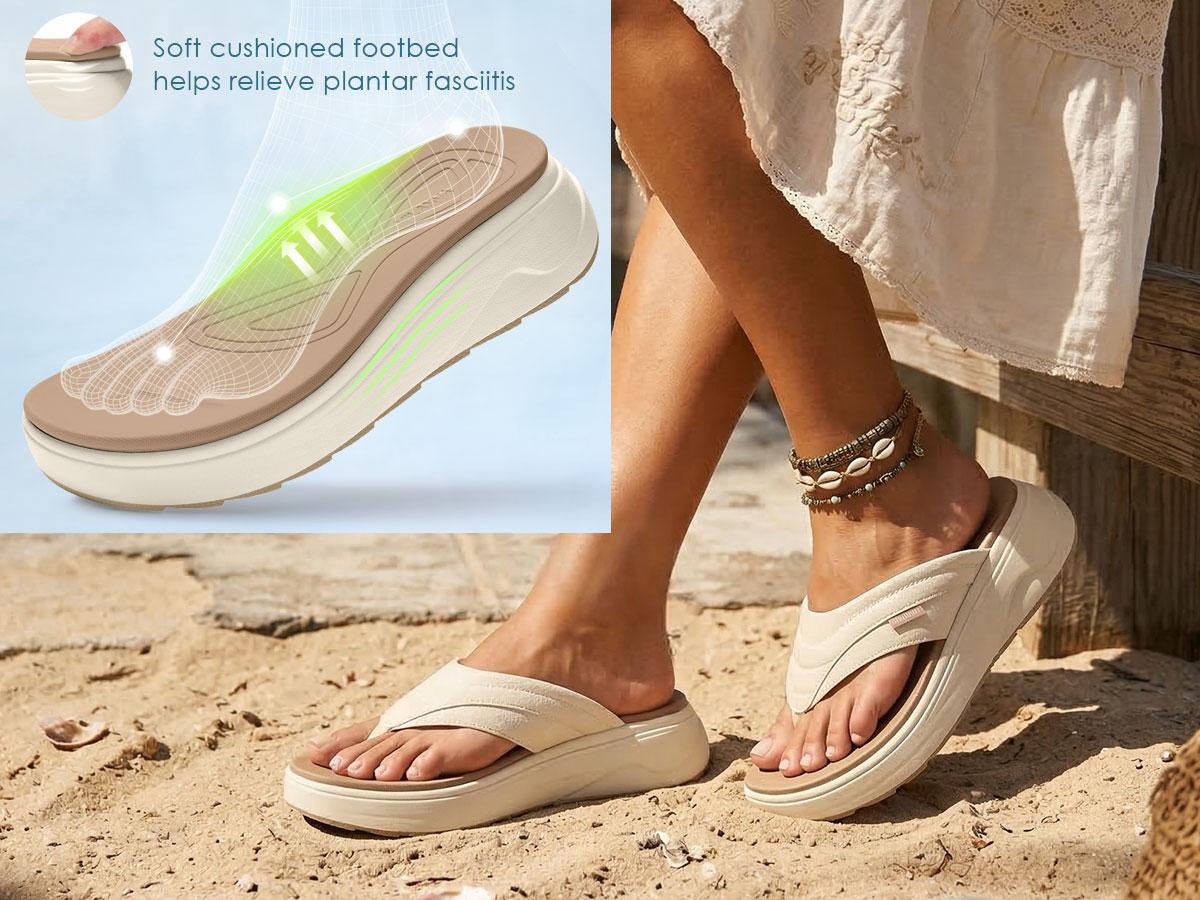 Women's Platform Flip Flops with Arch Support for Plantar Fasciitis Relief Cushioned Walking Sandals Lightweight Non-Slip Shoes for 2026 Summer Outfits Women's Platform Flip Flops with Arch Support for Plantar Fasciitis Relief Cushioned Walking Sandals Lightweight Non-Slip Shoes for 2026 Summer Outfits