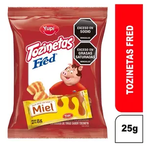 Yupi Tozineta Miel 8 Pack 25g Each Bacon Flavored Crunchy Snack Ideal for Snacking and Enjoying crispy snack papitas with Garlic flavor