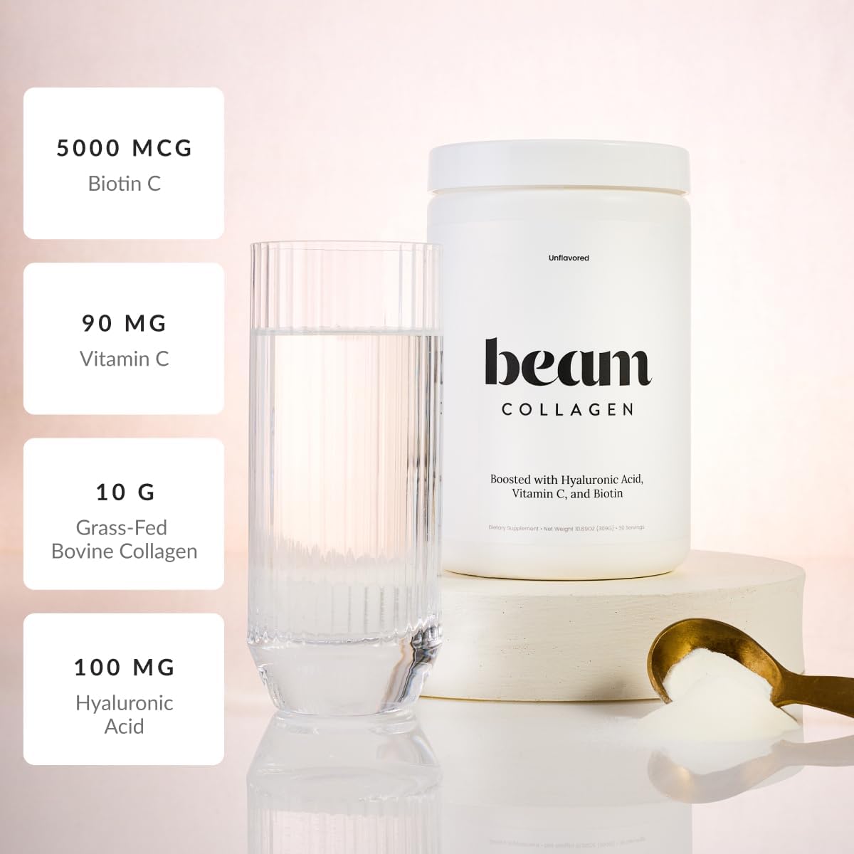 Beam Collagen Powder, 30 servings per container, Unflavored Blend for Skin, Hair, Nails & Joints – Daily Beauty Support Supplement Biotin Beam Collagen Powder, 30 servings per container, Unflavored Blend for Skin, Hair, Nails & Joints – Daily Beauty Support Supplement Biotin