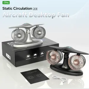 LAMJIE Jet Fighter Turbo Refrigeration Portable Desktop Fan | 3-Speed Ultra Quiet Cooling, 8000mAh Battery 18H Runtime, USB-C Fast Rechargeable, LED Night Light | Aircraft Inspired for Office Home Outdoor Camping | Summer Must-Have