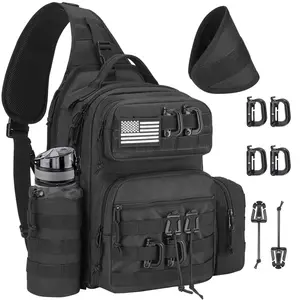 CVLIFE Tactical Sling Bag Backpack for Men Shoulder Sling Bag Tactical Bag with Bottle Holder Concealed Carry Daily Day Pack Work Bag