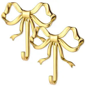 Light Luxury Bow Wall Hook - Decorative Metal Alloy Design, Vintage Brass Finish, Multi-Functional for Coats/Hats/Towels, Ideal for Living Room, Bathroom & Entrance Hall Decor, Wall Mounted Hook