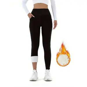 Women's High-Waist Fleece-Lined Leggings with Pockets - Cozy, Stretchy, Warm, Multi-Color, Perfect for Fall and Winter Comfort, High Waisted Leggings