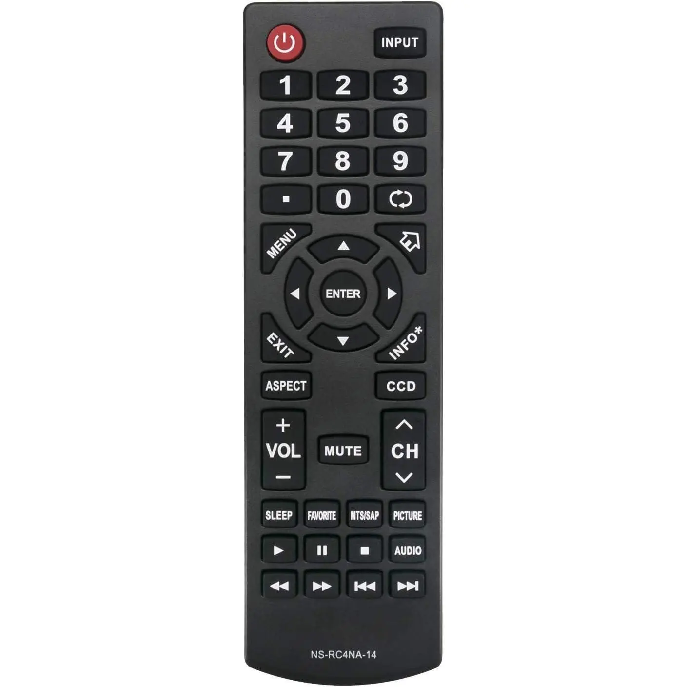 Insignia Remote Control Replacement (NS-RC4NA-14) for Insignia LCD TVs (NS-46D400NA14, NS-50D400NA14, NS-39L400NA14, NS-39D40SNA14, NS-32D201NA14, NS-46D40SNA14, NS-50DSNA14, NS-42D40SNA14, NS-65D550NA15, NS-65D4400A14) - 1X Electronics Tech Accessory, Ac