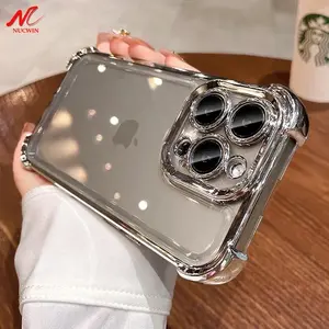 Luxury Airbag Shockproof Soft TPU Cover for iPhone 11 12 13 14 Pro Max Plating Case for iPhone 16 15 Plus