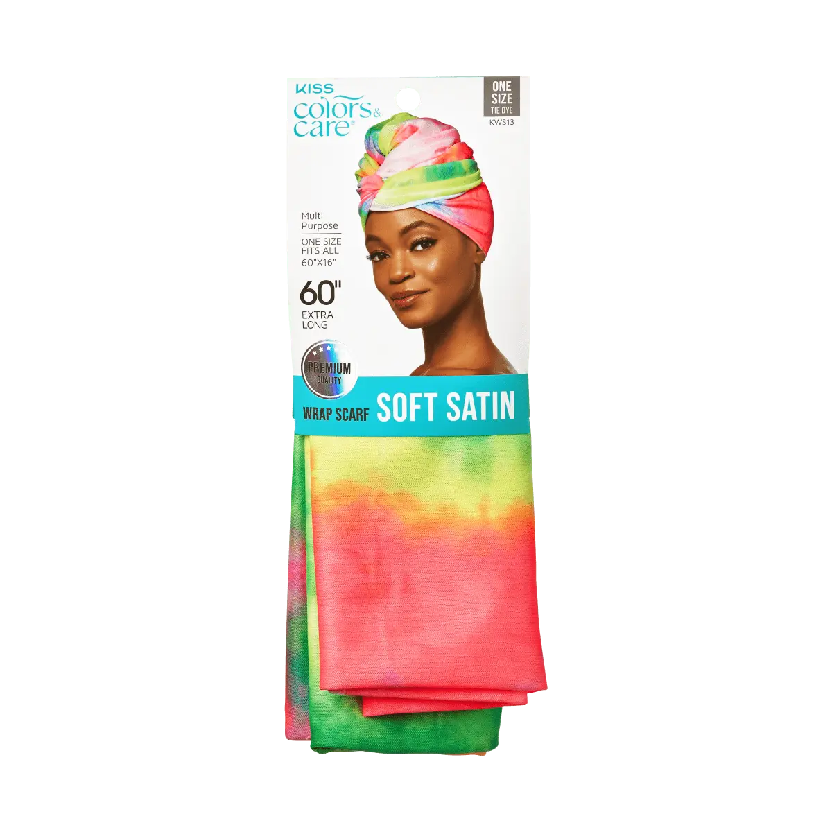 Kiss Colors & Care Soft Satin Wrap Scarf - Tie Dye