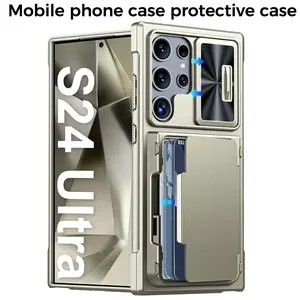 for the new Samsung S24 Ultra stand card holder, lens sliding window protection, super shockproof stylish and simple mobile phone case Cellphone Cover