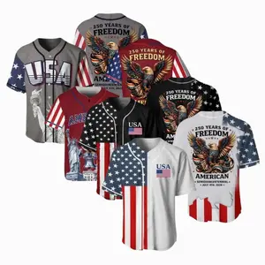 USA 250th Anniversary Baseball Jersey – Patriotic Eagle Design for Independence Day July 4th, 2026 American Freedom Shirt, All-over Print Baseball Jersey