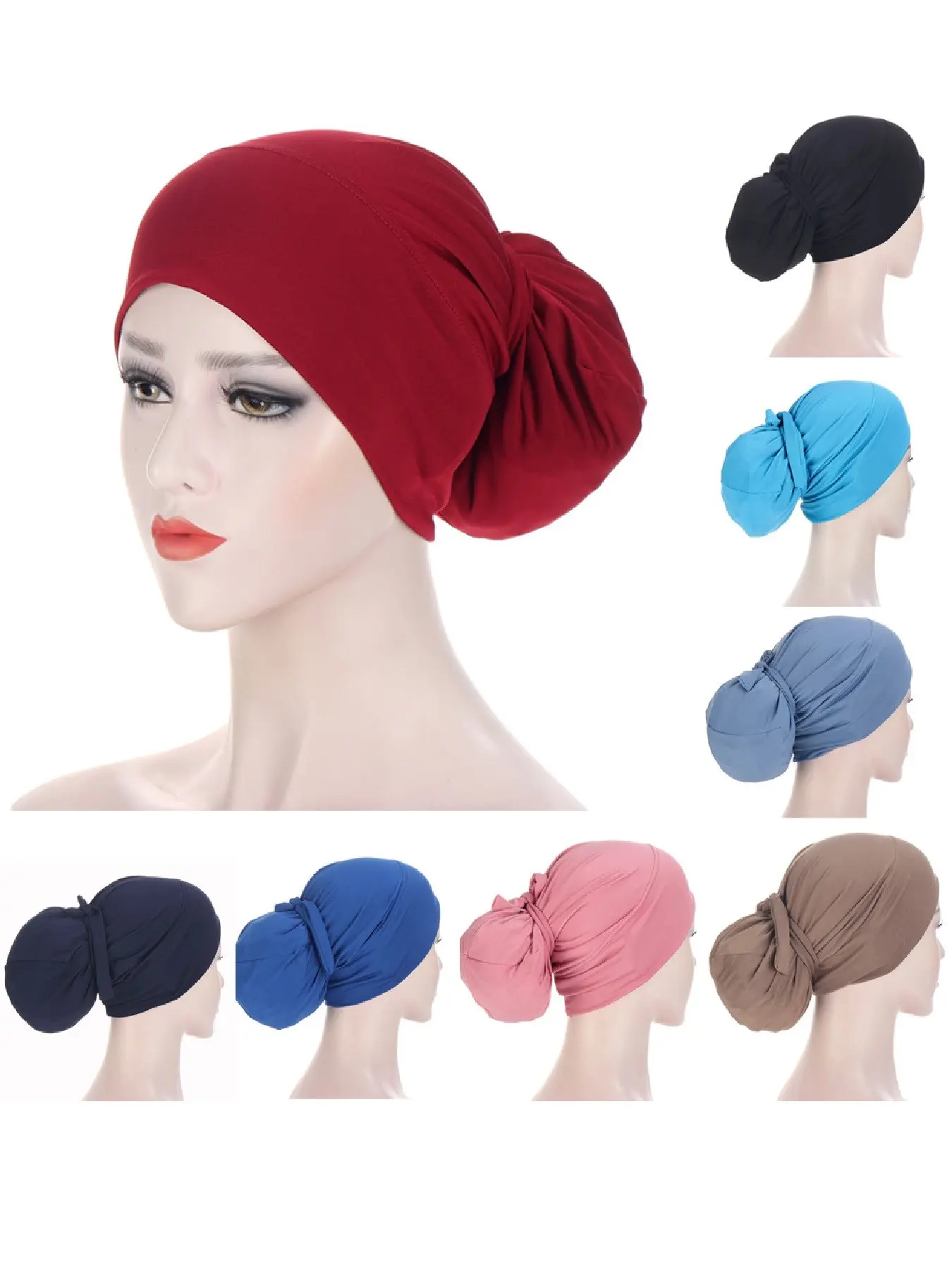 Women's Fashion Hat, Multicolor Solid Color Band Knit Cap Headscarf, Handcrafted Caps, Chemotherapy Hat, Casual Daily Wear Accessory