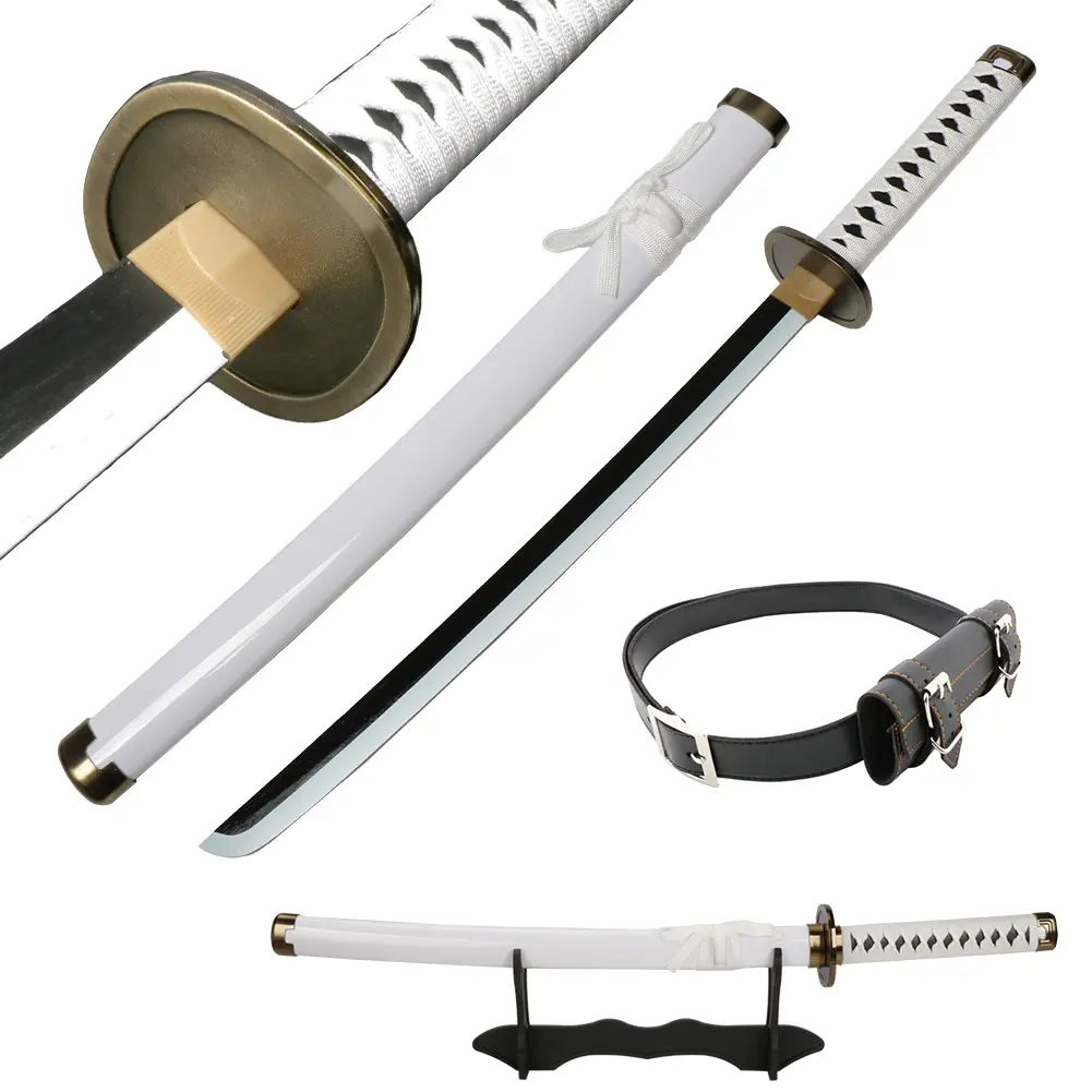 31 inches Wado Ichimonji Cosplay Sword Bamboo Wooden Roronoa Zoro Swords with Belt & Holder Stand Display for Anime Fans Halloween Role Playing Props Cosplay Collection Christmas Gift Birthday