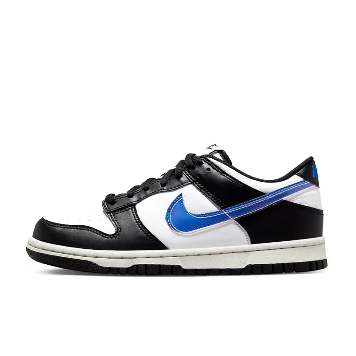 Nike Dunk Low Next Nature Women's & Youth Athletic Sports Shoes, Black & Blue Low Cut Casual Sneakers with Eco-Friendly Recycled Fabrics, Everyday Wear