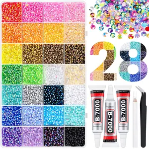 40 Colors Resin Jelly Rhinestones for Bedazzling, 3mm 32000 Pcs Flatback Gems for Crafting, Bedazzling Kit with 3Pcs  Glue for Clothing Shoes Nail Book Diamond Art