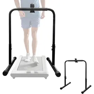 24.4In Wide Walking Pad Handle Bar Only with Phone Holder Adjustable Handrail Height from 30.7 to 39.37In Black Handlebar for Treadmill Comfortable Grip Stainless Steel  Support