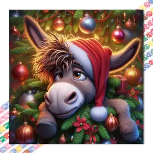 1 set of DIY diamond painting kit, 5D diamond art kit, DIY decoration Christmas tree, colored balls, donkey ears. Diamond painting kit with full round drills, mosaic, diamond art, DIY art home decoration, suitable for Christmas.