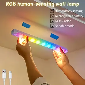 RGB Induction Gradient Atmosphere Lamp, Ambient Decor Lighting, Adjustable RGB Lighting, USB Charging, Magnetic Sensor Light, Multi-Scene Use, 30cm/50cm, Living Room, Kitchen, Bedroom, Office, Wall Lighting