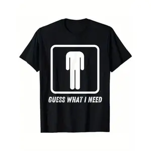 [100% Cotton] Men's Retro "Guess What I Need" Graphic Cotton Crew Neck T-Shirt - Short Sleeve  Golf Gift T-Shirt For Men and Women