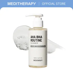 AHA BHA Routine Cleanser | Gentle Daily Exfoliating Gel-to-Foam Face Wash for Sensitive & Acne-Prone Skin | Blackhead Remover, Hydrating Low-pH, Pore Care Korean Skincare | 5.07oz | MEDITHERAPY Official