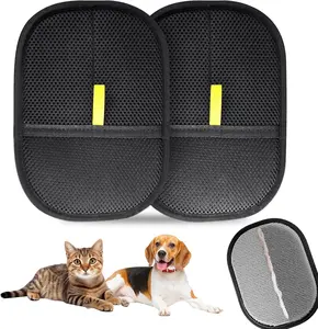 Pet Hair Remover Gloves: Static Design, 9.4"×7.1" Reusable Lint Remover for Furniture, Clothing, Car Seats – Grooming Tool for Cats & Dogs, 2PCS