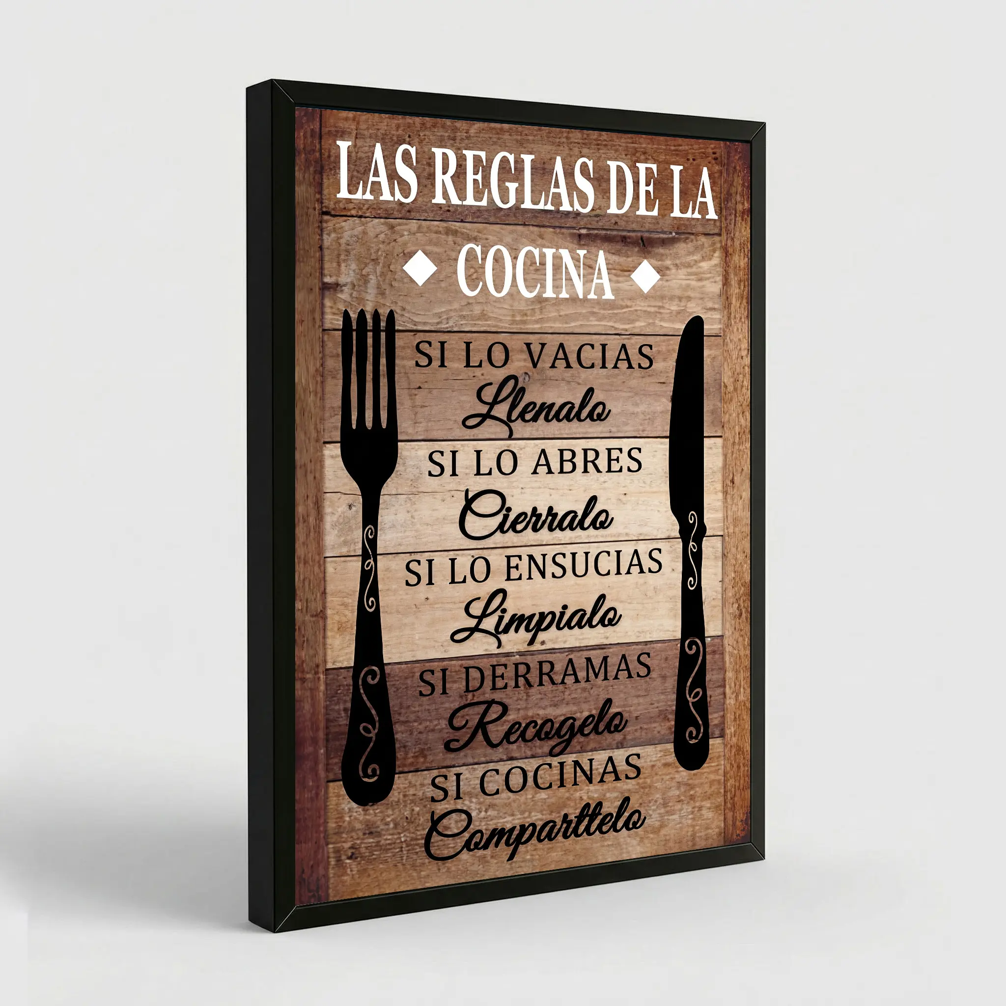 Vintage Spanish Las Reglas de la Cocina Canvas Wall Art Decor Poster, 7 Cooking Rules Rustic Farmhouse Kitchen Dining Room Restaurant Wall Decor Canvas Print