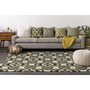 Lepanto Green Retro Geometric Accent Pillow - Clearance