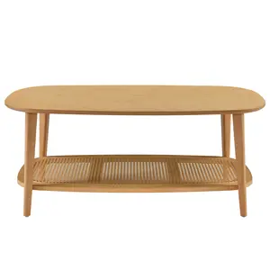 Japanese-style wooden wicker coffee table | Natural texture, therapeutic home decor