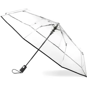 Womens ultra clear auto open compact umbrella black